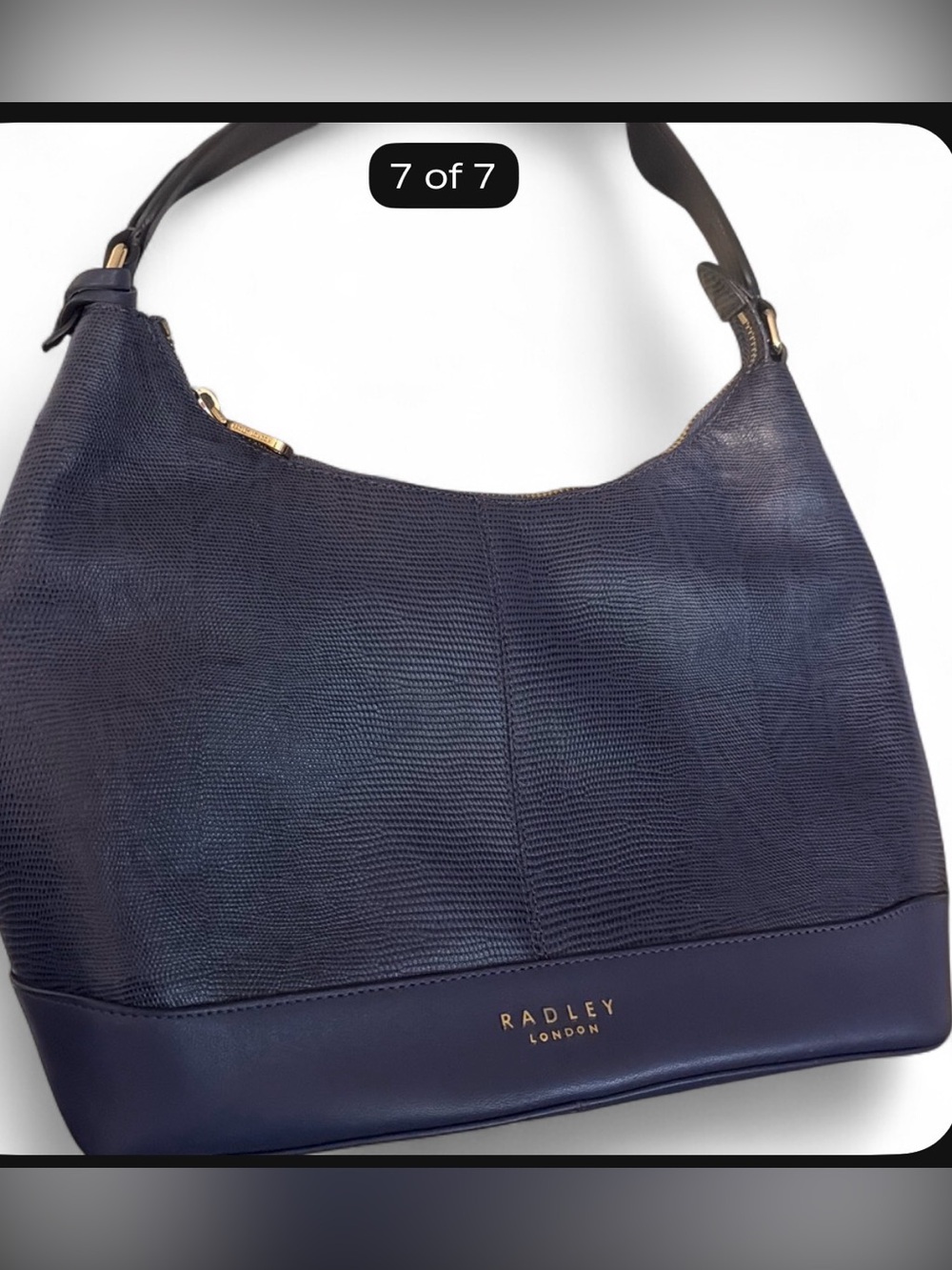 Radley London Navy Textured Leather Shoulder Bag - Women's Handbag